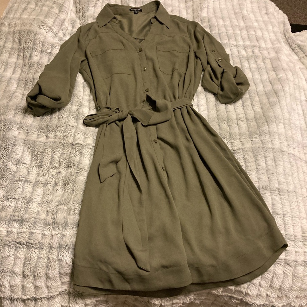 Express Button Down Tie Dress